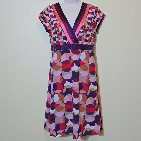 Boden Limited Edition Y2K Silk Babydoll Dress Size 6 Geometric Rockabilly Retro - Picture 16 of 16